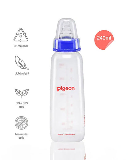 Pigeon Peristaltic Narrow Neck Feeding Bottle-Anti Colic-Adjustable Flow-240 ml-Large Size Nipple-Blue-9M+