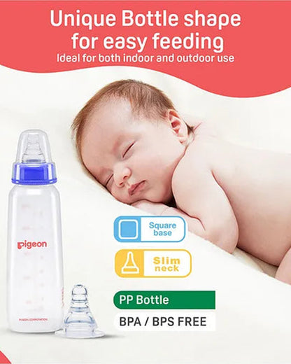 Pigeon Peristaltic Narrow Neck Feeding Bottle-Anti Colic-Adjustable Flow-240 ml-Large Size Nipple-Blue-9M+