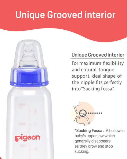 Pigeon Peristaltic Narrow Neck Feeding Bottle-Anti Colic-Adjustable Flow-240 ml-Large Size Nipple-Blue-9M+