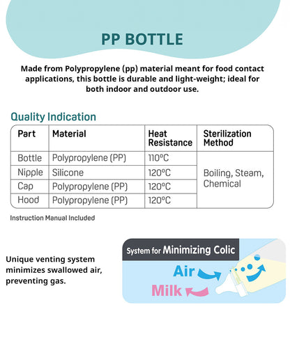 Pigeon Peristaltic Narrow Neck Feeding Bottle-Anti Colic-Adjustable Flow-240 ml-Large Size Nipple-Blue-9M+