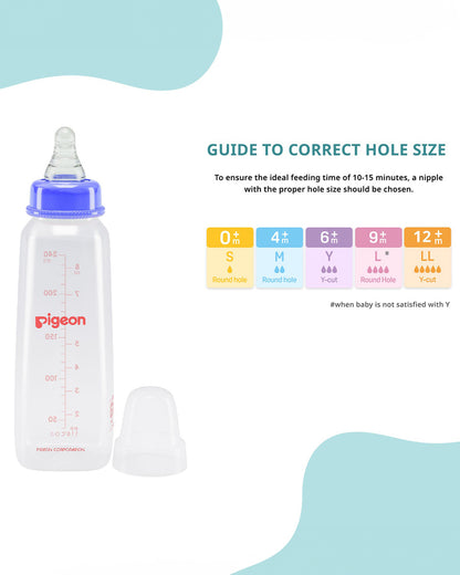 Pigeon Peristaltic Narrow Neck Feeding Bottle-Anti Colic-Adjustable Flow-240 ml-Large Size Nipple-Blue-9M+