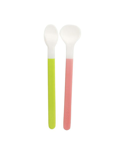 Pigeon Feeding Spoon Set-With Positioning Stopper-Pack of 2-Pink & Green-For Infants