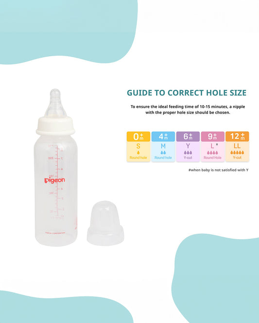 Pigeon Peristaltic Narrow Neck Feeding Bottle-Anti Colic-Adjustable Flow-240 ml-Medium Size Nipple-White-4M+