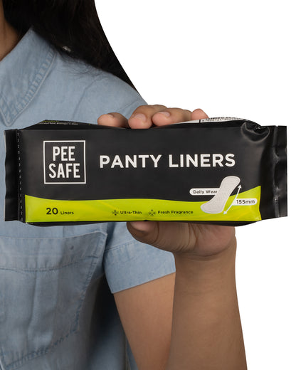 PEESAFE Panty Liners-155mm-For Spotting & Light Flow-Antimicrobial-Infused With Aloe Vera