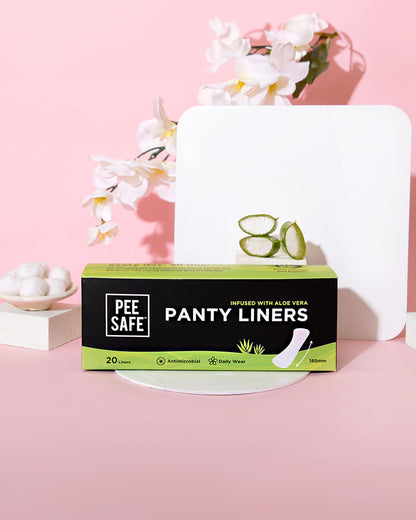 PEESAFE Panty Liners-185mm-For Spotting & Light Flow-Antimicrobial-Infused With Aloe Vera