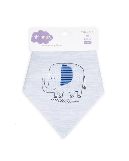 Mi Arcus Triangle Knitted Drool Bibs-Safari-Cotton-0 to 3M-Pack of 3-For Infants