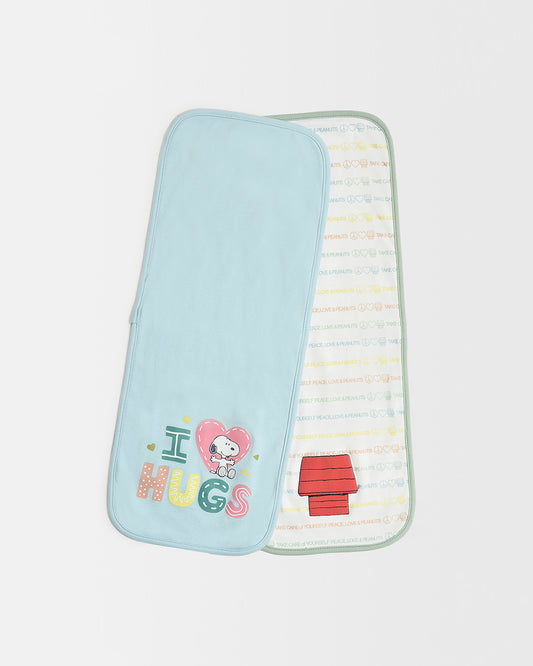 Mi Arcus Peanuts White & Blue Burp Cloth-100% Cotton-Pack of 2-For Infants