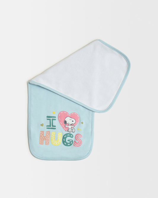 Mi Arcus Peanuts White & Blue Burp Cloth-100% Cotton-Pack of 2-For Infants