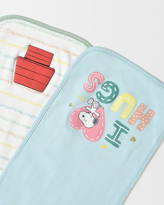 Mi Arcus Peanuts White & Blue Burp Cloth-100% Cotton-Pack of 2-For Infants