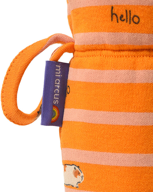 Mi Arcus Feeding Bottle Covers-Orange & White-With Built In Loop-Pack of 2