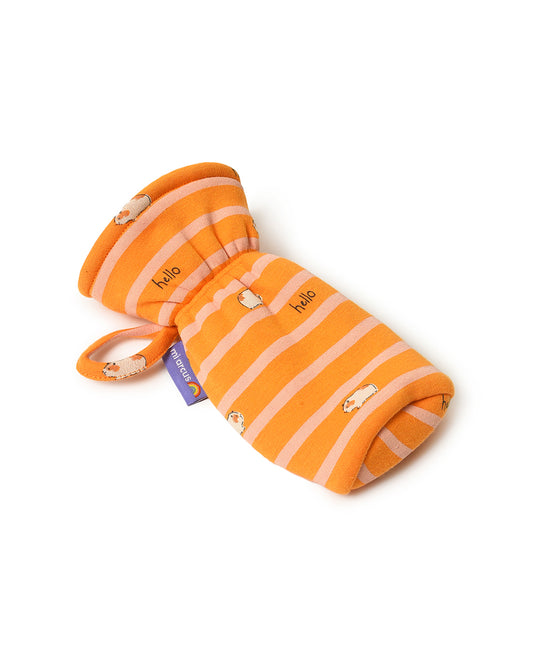 Mi Arcus Feeding Bottle Covers-Orange & White-With Built In Loop-Pack of 2