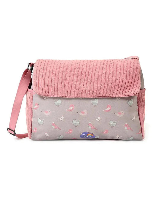 Mi Arcus Peony Knitted Diaper Bag-With Diaper Changing Sheet-Sweet Spring