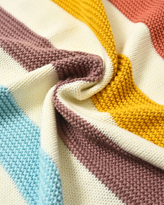 Mi Arcus Kids Ultra Soft 100% Cotton Purl Knitted Blanket-For Infants