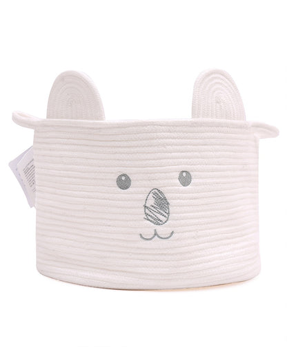 Mi Arcus White Koala Cotton Rope Storage Basket-With Handles-For Clothes & Toys