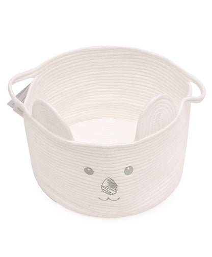 Mi Arcus White Koala Cotton Rope Storage Basket-With Handles-For Clothes & Toys