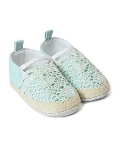 Mi Arcus Blue Crochet Knit Slip On Shoes For Infants