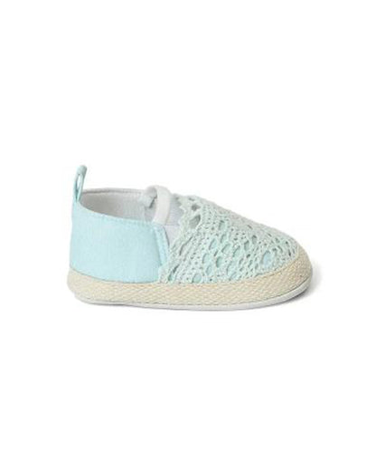 Mi Arcus Blue Crochet Knit Slip On Shoes For Infants
