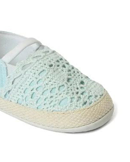 Mi Arcus Blue Crochet Knit Slip On Shoes For Infants
