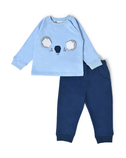 Mi Arcus Blue Sweatshirt & Pajama Set-Printed-Cotton-For Infants