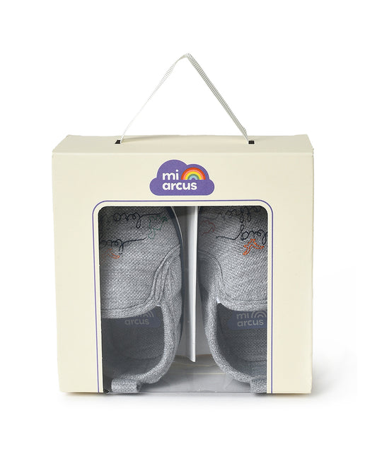 Mi Arcus Grey Booties-Woven-Cotton-For Infants