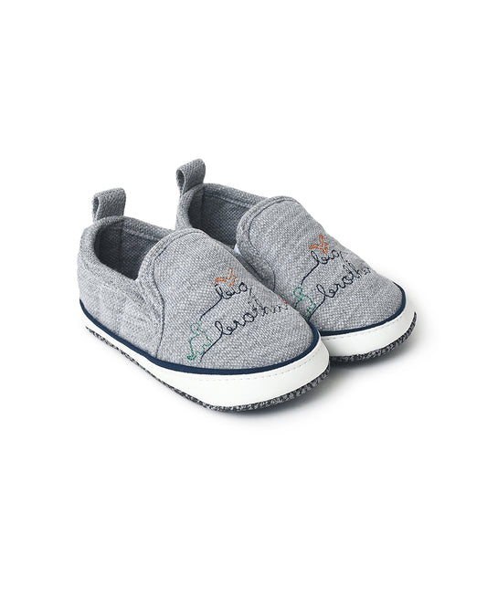 Mi Arcus Grey Booties-Woven-Cotton-For Infants