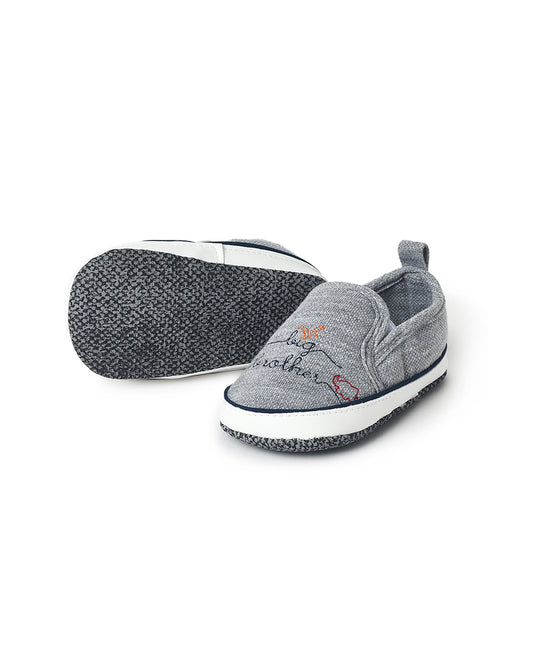 Mi Arcus Grey Booties-Woven-Cotton-For Infants