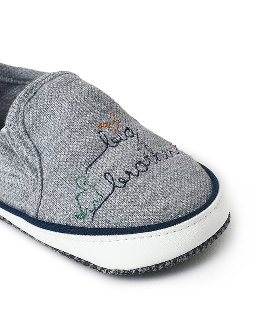 Mi Arcus Grey Booties-Woven-Cotton-For Infants