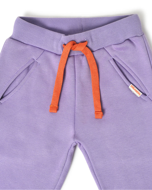 Mi Arcus Purple Joggers-Solid-Cotton-For Infants