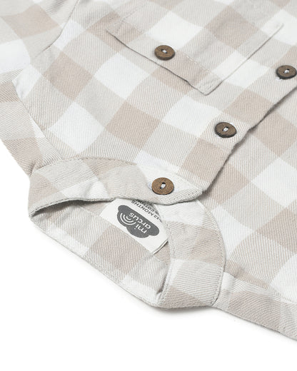 Mi Arcus Beige Shirt-Checkered-Cotton-For Infants