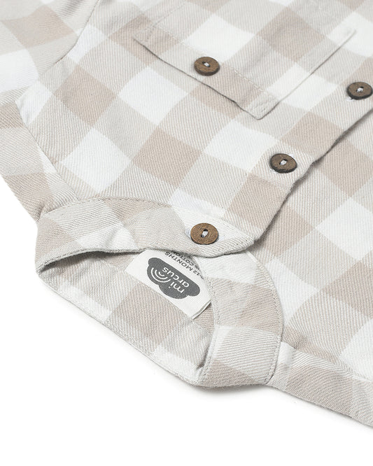 Mi Arcus Beige Shirt-Checkered-Cotton-For Infants