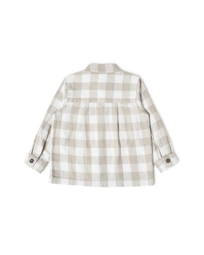 Mi Arcus Beige Shirt-Checkered-Cotton-For Infants