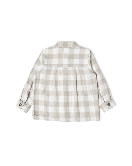 Mi Arcus Beige Shirt-Checkered-Cotton-For Infants