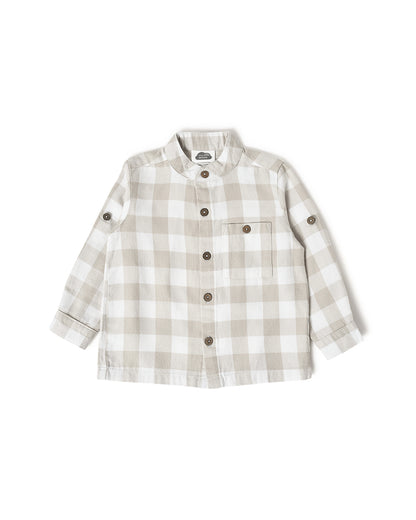 Mi Arcus Beige Shirt-Checkered-Cotton-For Infants