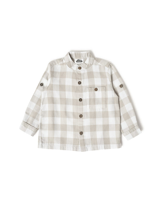 Mi Arcus Beige Shirt-Checkered-Cotton-For Infants