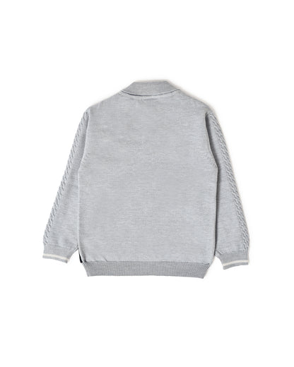 Mi Arcus Grey Sweater-Checkered-Viscose-For Infants