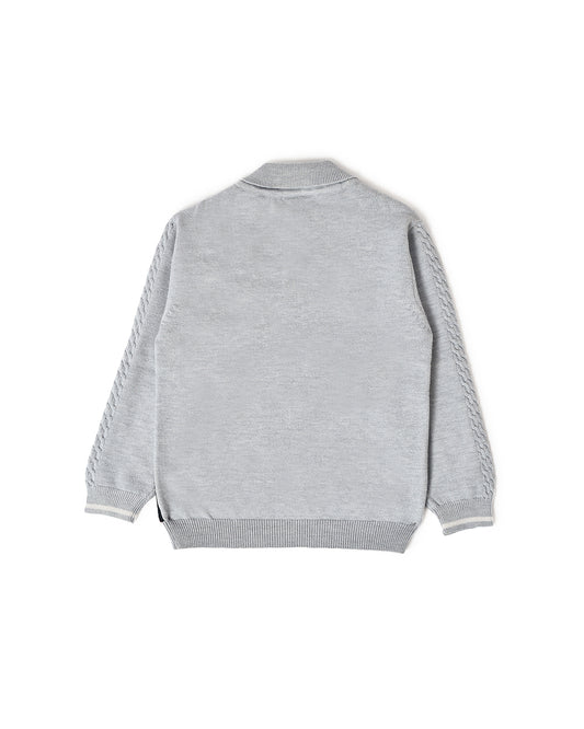 Mi Arcus Grey Winter Wear Sweater-Checkered-Viscose-For Infants