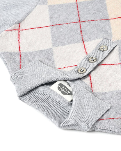 Mi Arcus Grey Sweater-Checkered-Viscose-For Infants