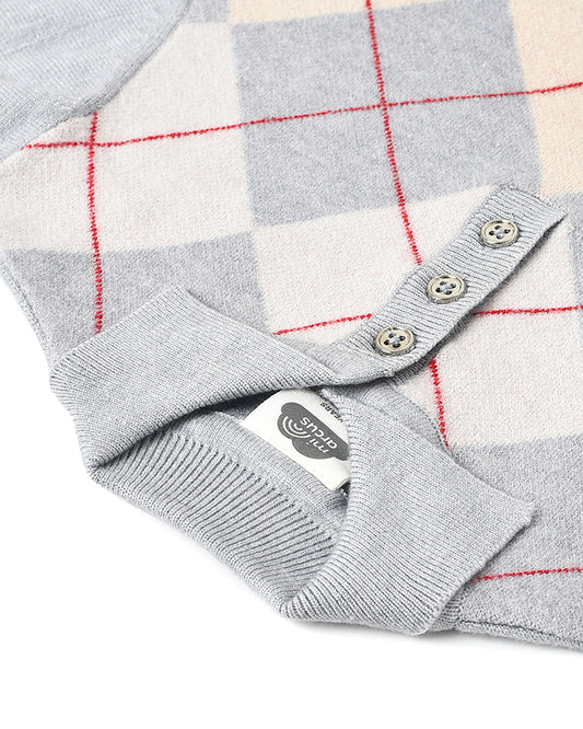 Mi Arcus Grey Winter Wear Sweater-Checkered-Viscose-For Infants