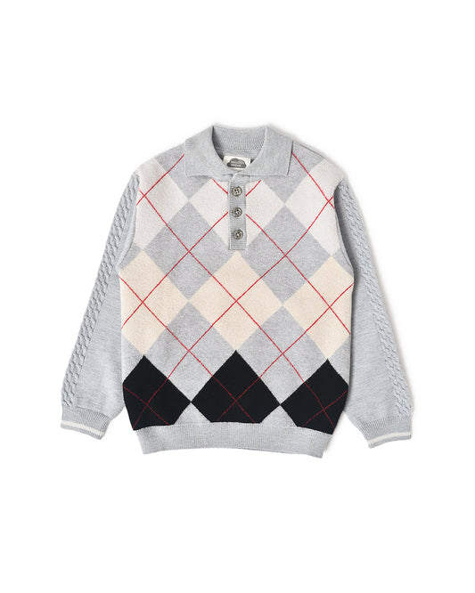 Mi Arcus Grey Winter Wear Sweater-Checkered-Viscose-For Infants