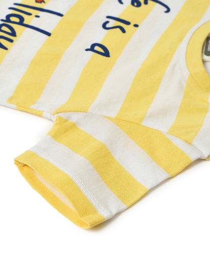 Mi Arcus Yellow & Blue T-shirt & Shorts Set-Striped-Cotton-For Infants