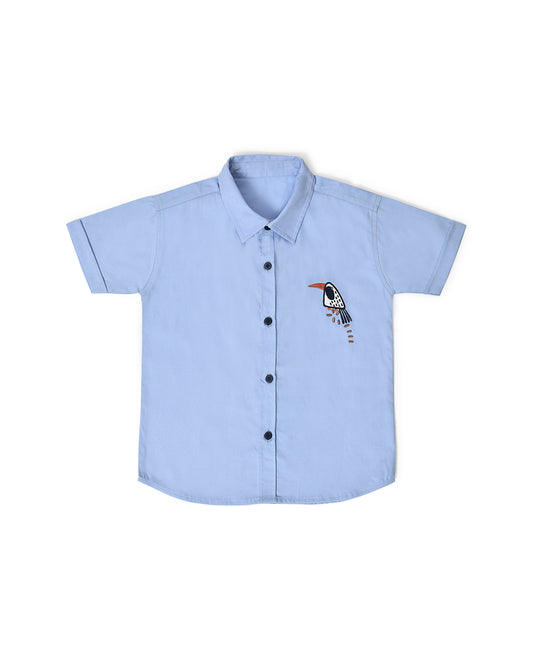 Mi Arcus Blue & Black Shirt & Shorts-Printed-Cotton-For Infants