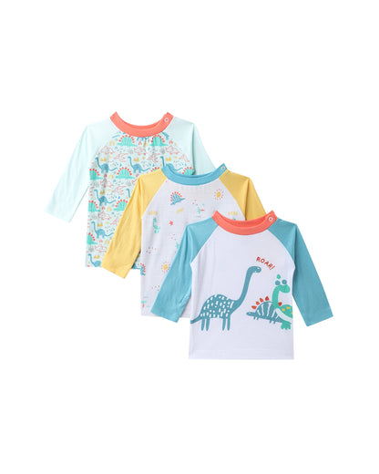 Mi Arcus Blue T-shirts-Dino-Cotton-Pack of 3-For Infants