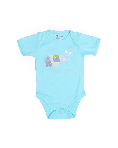 Mi Arcus Blue Merry Onesie-Printed-Cotton-Pack of 2-For Infants