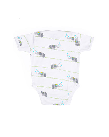 Mi Arcus Blue Merry Onesie-Printed-Cotton-Pack of 2-For Infants