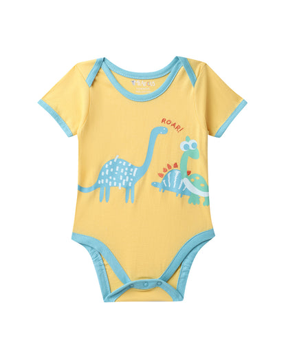 Mi Arcus Dino Blue & Pink Onesie-Printed-Cotton-Pack of 3-For Infants