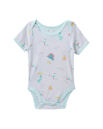 Mi Arcus Dino Blue & Pink Onesie-Printed-Cotton-Pack of 3-For Infants