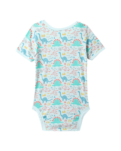 Mi Arcus Dino Blue & Pink Onesie-Printed-Cotton-Pack of 3-For Infants