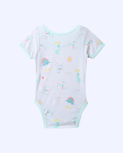 Mi Arcus Dino Blue & Pink Onesie-Printed-Cotton-Pack of 3-For Infants