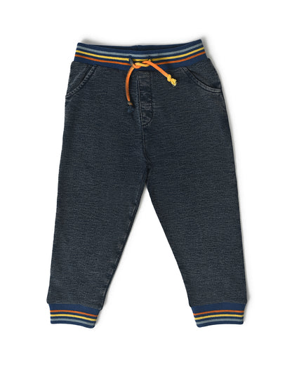 Mi Arcus Blue Joggers-Solid-Cotton-For Infants