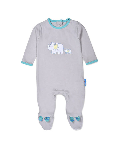 Mi Arcus Blue & Grey Sleepsuit-Printed-Cotton-Pack of 2-For Infants